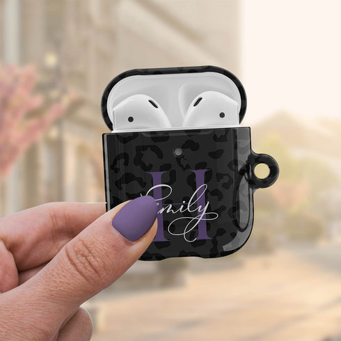 Monogram Personalized Dark Leopard AirPods Case